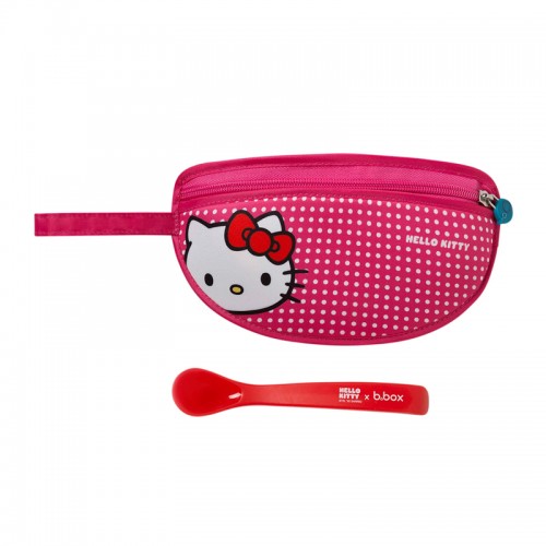 B.box Hello Kitty Travel Bib + Silicone Spoon | 4 months+